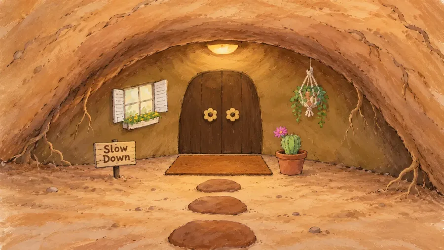 The front door of Ernie's burrow, a page from Ernie's Burrow.